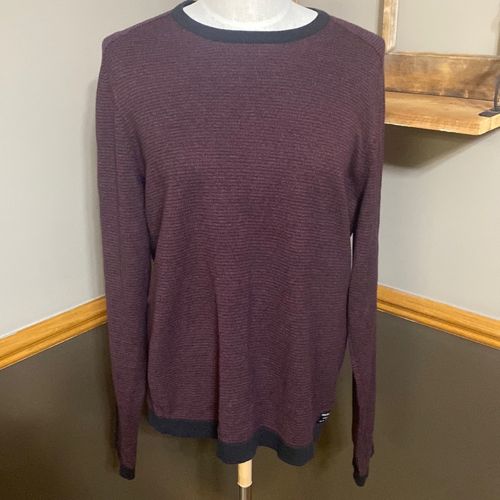 Pro Jek Raw maroon & black striped long sleeve crewneck shirt size Medium